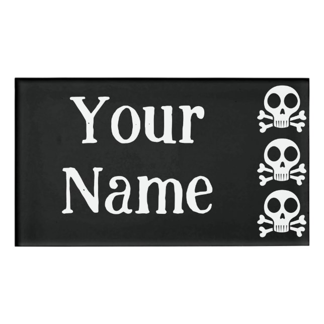 Badge D'identification Crâne éffrayant sur un arrière - plan noir (Devant)