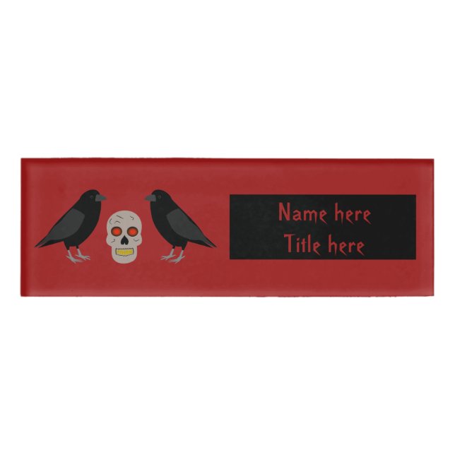 Badge D'identification Crâne gothique et ravens du gardien Halloween (Devant)