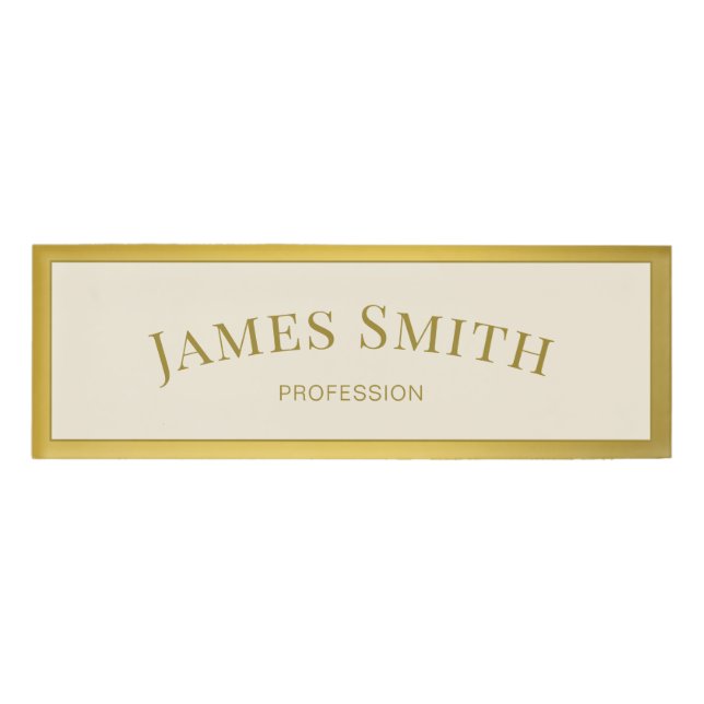 Badge D'identification Crème d'ivoire moderne Luxe Or tendance Profession (Devant)