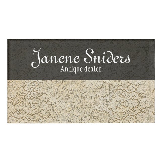 Badge D'identification crochet Lace Floral Pattern + your ideas (Devant)