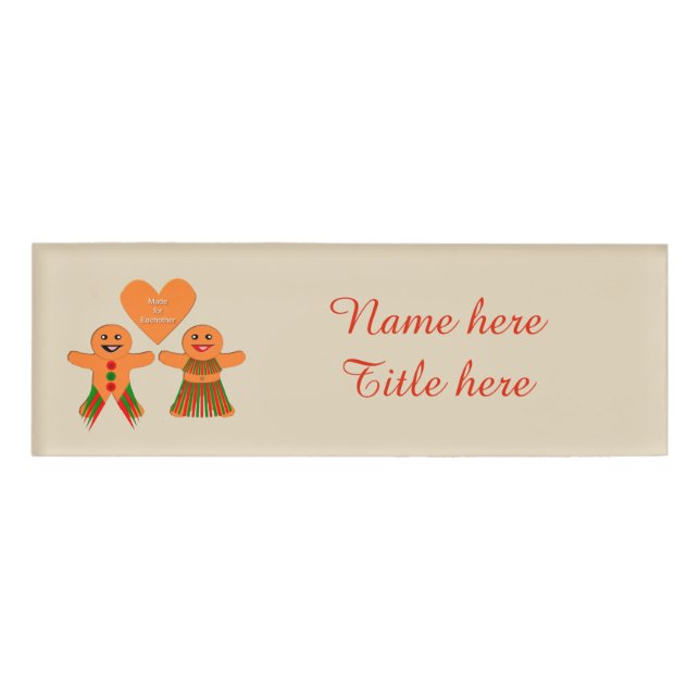 Badge D'identification Cume Noël Gingerbread Couple Custom (Devant)