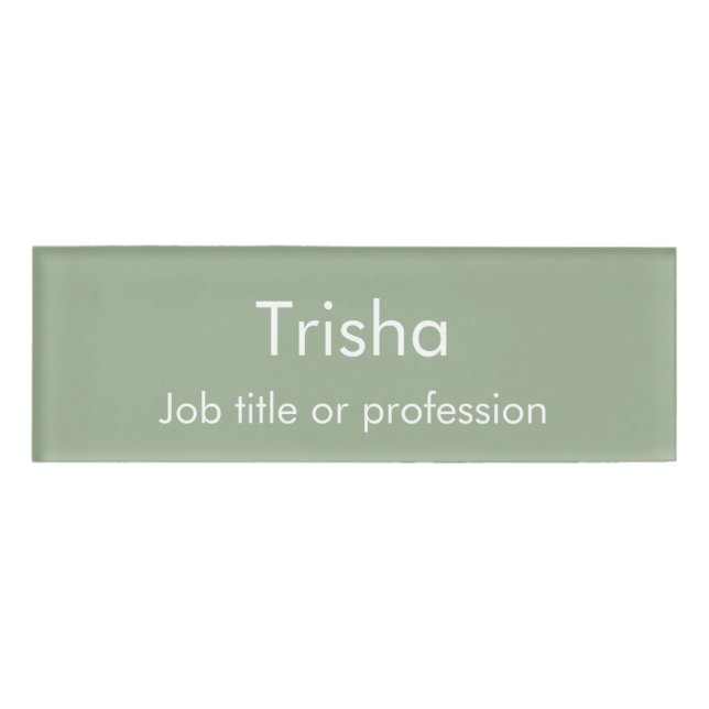 Badge D'identification Custom Modern Simple Script Sage Green Employee ID (Devant)
