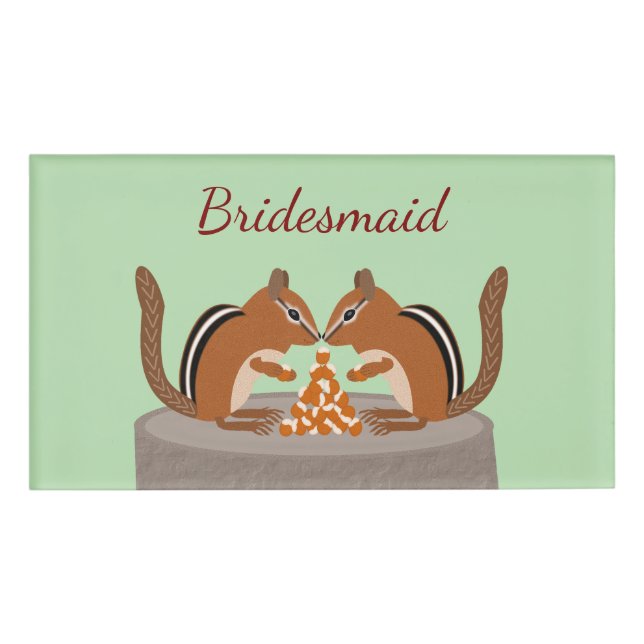 Badge D'identification Cute Chipmunks Mariage de automne (Devant)