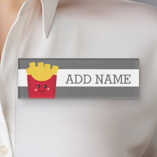 Badge D'identification Cute Kawaii Fries françaises avec nom personnalisé