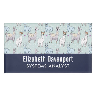 Badge D'identification Cute Llama Motif Pois