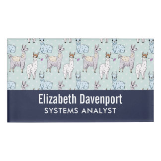 Badge D'identification Cute Llama Motif Pois