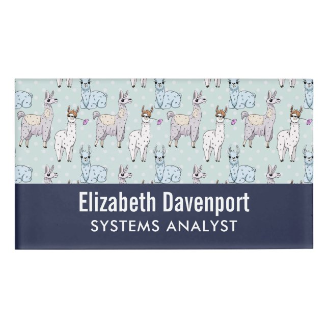 Badge D'identification Cute Llama Motif Pois (Devant)