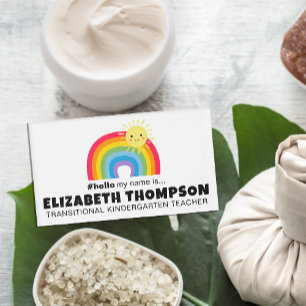 Badge D'identification Cute Rainbow Retro Bonjour Mon Nom Est Magnétique