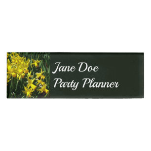 Badge D'identification Daffodiles Jaunes I Fleurs De Printemps Cheveux