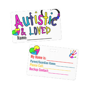 Badge d'identification d'alerte de carte d'autisme