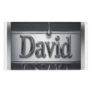 Badge D'identification David Nom en Métal Liquide Chrome