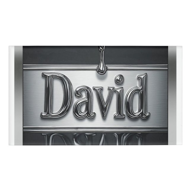 Badge D'identification David Nom en Métal Liquide Chrome (Devant)