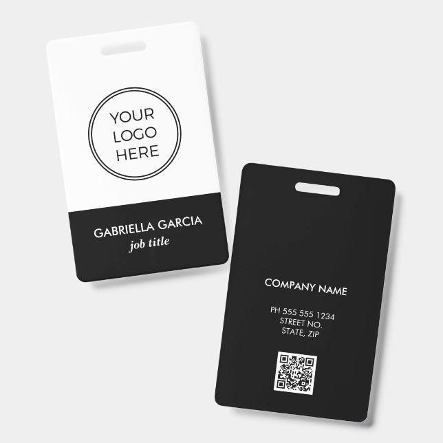 Badge d'identification de l'employé avec logo noir (Avant & arrière)