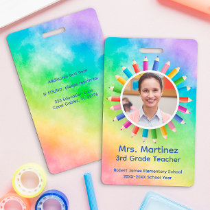 Badge d'identification de l'enseignant Crayons arc