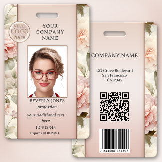 Badge d'identification de photo d'employé à fleurs