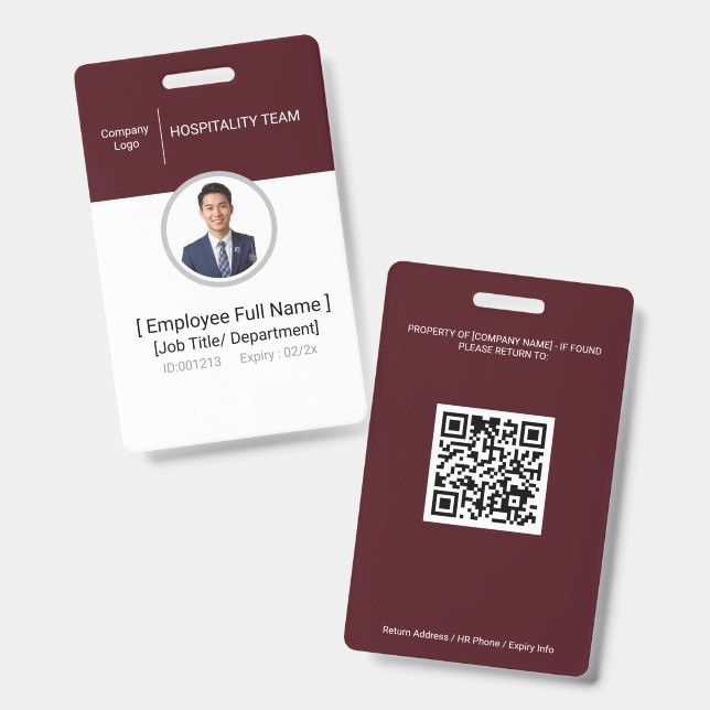 Badge d'identification de photo Passeport d'employ (Avant & arrière)