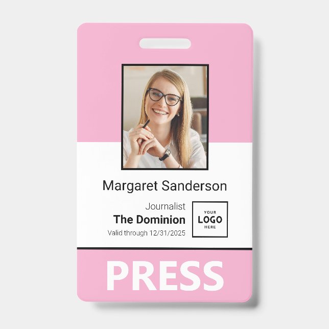 Badge d'identification de presse élégant avec phot (Avant)