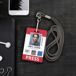 Badge d'identification de presse Red 3 Logos
