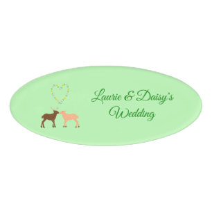Badge D'identification Deer Couple et Daisy Heart Mariage personnalisé