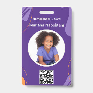 Badge d'identification d'élève à domicile   Violet