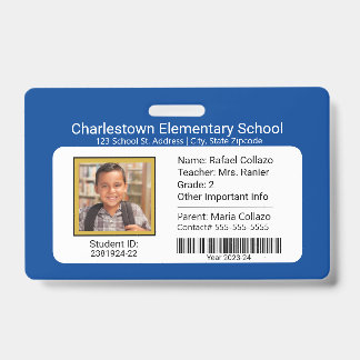 Badge d'identification d'élève de l'école élémenta