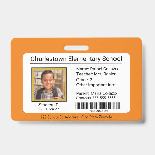 Badge d'identification d'élève de l'école élémenta