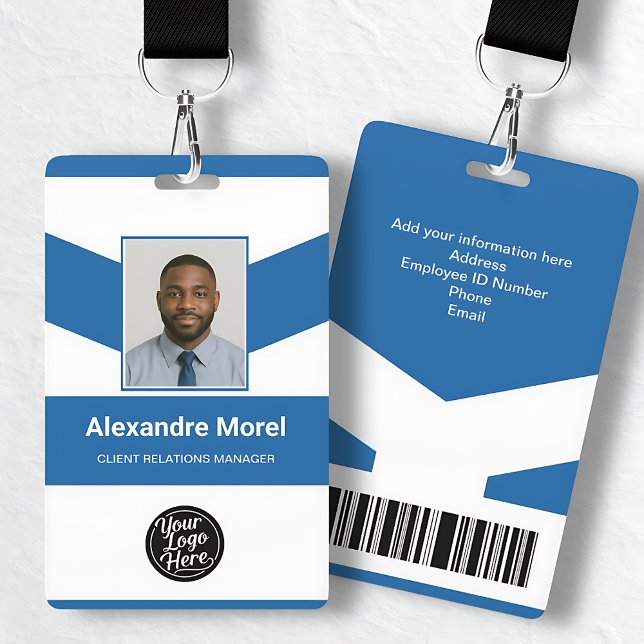 Badge d'identification d'employé aux élégantes ray (Elegant Corporate Blue Stripes Employee ID Badge)