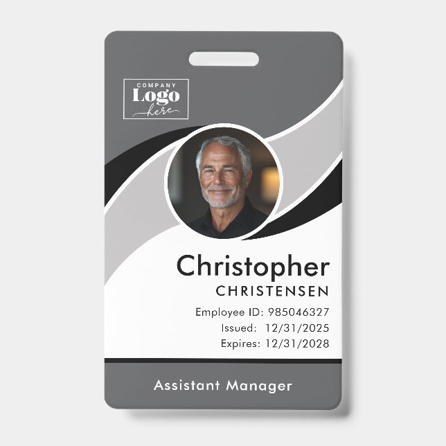 Badge d'identification d'employé d'entreprise Gris (Avant)