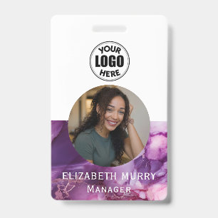 Badge d'identification d'employé en marbre violet