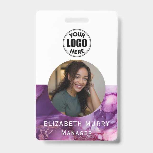 Badge d'identification d'employé en marbre violet  (Avant)