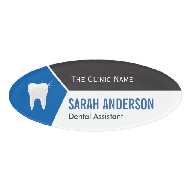 Badge D'identification Dental Clinic Dentist Assistant avec logo dentaire (Devant)