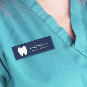 Badge D'identification Dentist Tooth Logo Marine Blue Dental Assistant