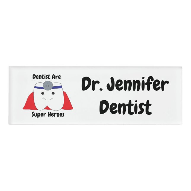 Badge D'identification Dentiste Super Heroes Tooth Custom (Devant)