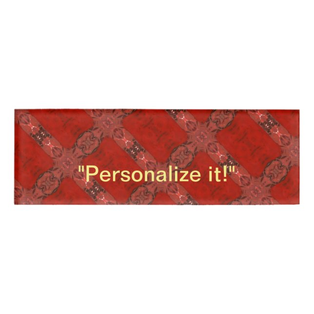 Badge D'identification Design abstrait rouge et noir carrelé et miroir (Devant)