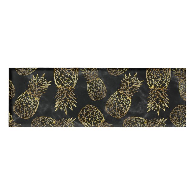 Badge D'identification Design géométrique moderne d'ananas en or (Devant)