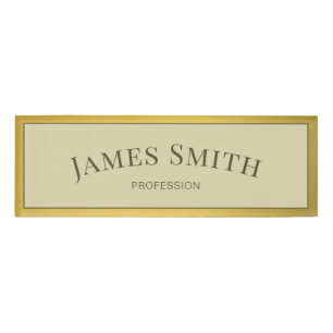 Badge D'identification Design moderne Beige Ecru Or Unique Professionnel