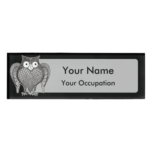 Badge D'identification Dessin de croquis de hibou (Devant)