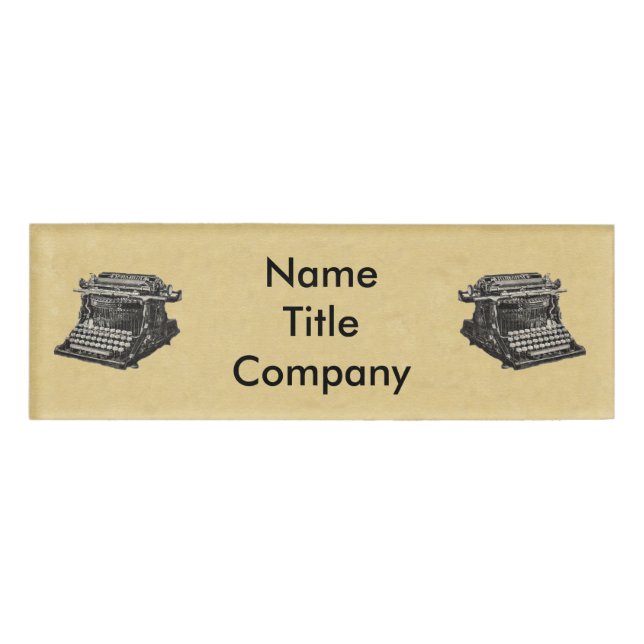 Badge D'identification Dessin de machines à écrire noires de l'ancien tem (Devant)