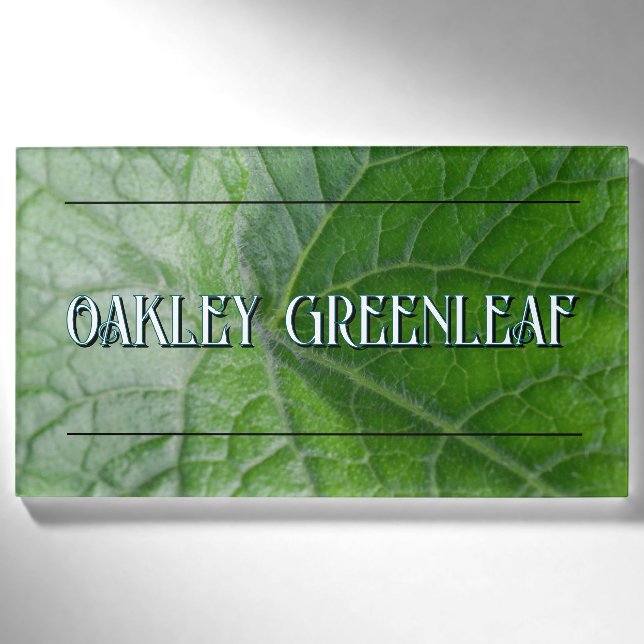 Badge D'identification Détail de la veine Feuille verte Nom et image pers (Devant)