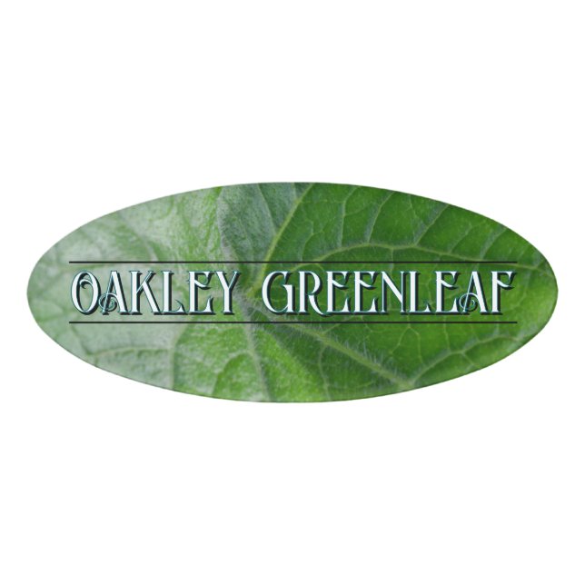 Badge D'identification Détail de la veine Feuille verte Nom et image pers (Devant)