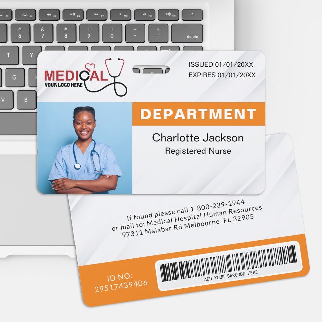 Badge d'identification d'hôpital avec code-barres (Créateur téléchargé)
