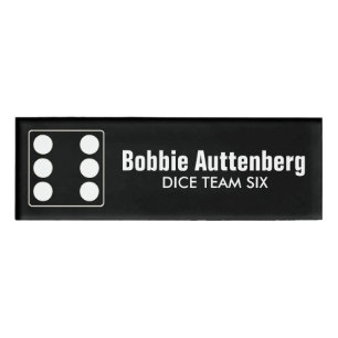 Badge D'identification DICE numéros de pips blanc 6 + votre backgr. & idé