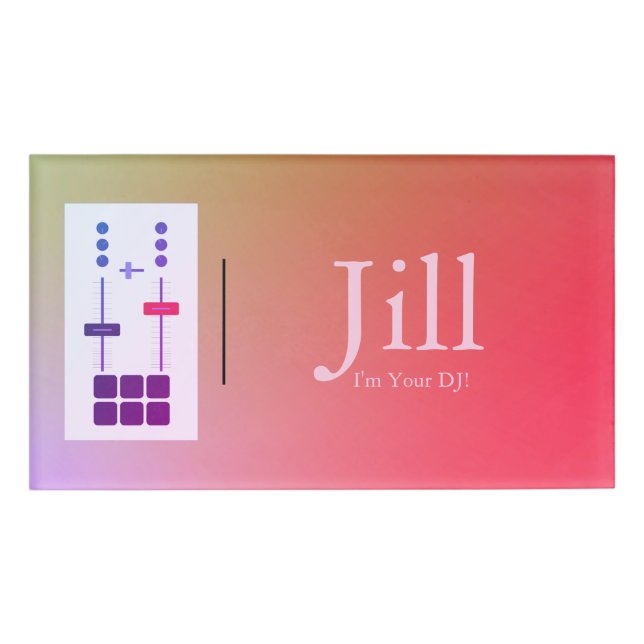 Badge D'identification DJ Magenta Orange rose (Devant)