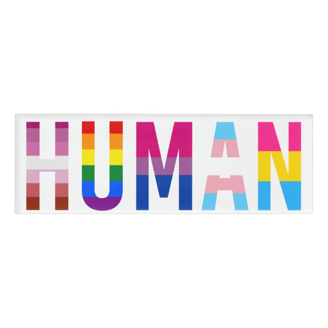 Badge D'identification Drapeau LGBT HUMAN Mois Gay pride Transgenre (Devant)