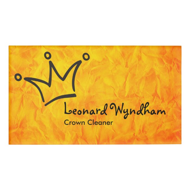 Badge D'identification Drôle Couronne noir + votre dorsaire. & texte (Devant)