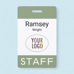 Badge d'identification du personnel Vert Sauge ave