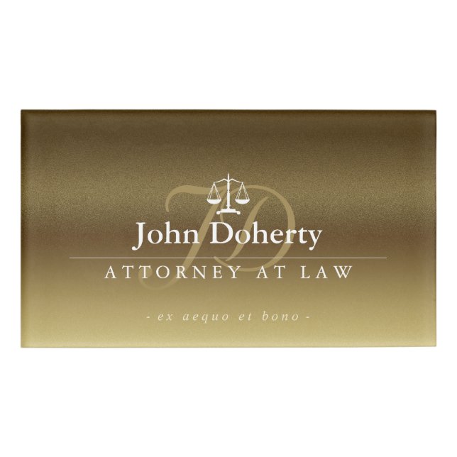 Badge D'identification Échelles d'or élégant de la justice | (Devant)