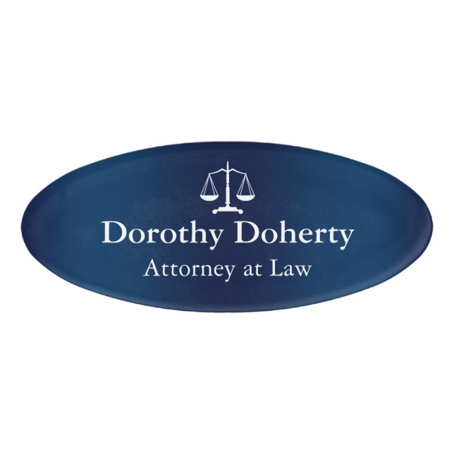 Badge D'identification Échelles du ton de bleu marine de la justice | (Devant)