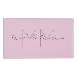 Badge D'identification Écriture manuscrite moderne monographie Nom Initia