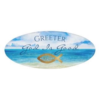 Badge D'identification Église chrétienne Ichthys Ocean Beach Greeter